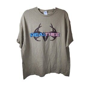 Mens 2XL Delta Pro Weight REALTREE Short Sleeve Logo Antlers USA Print T-Shirt